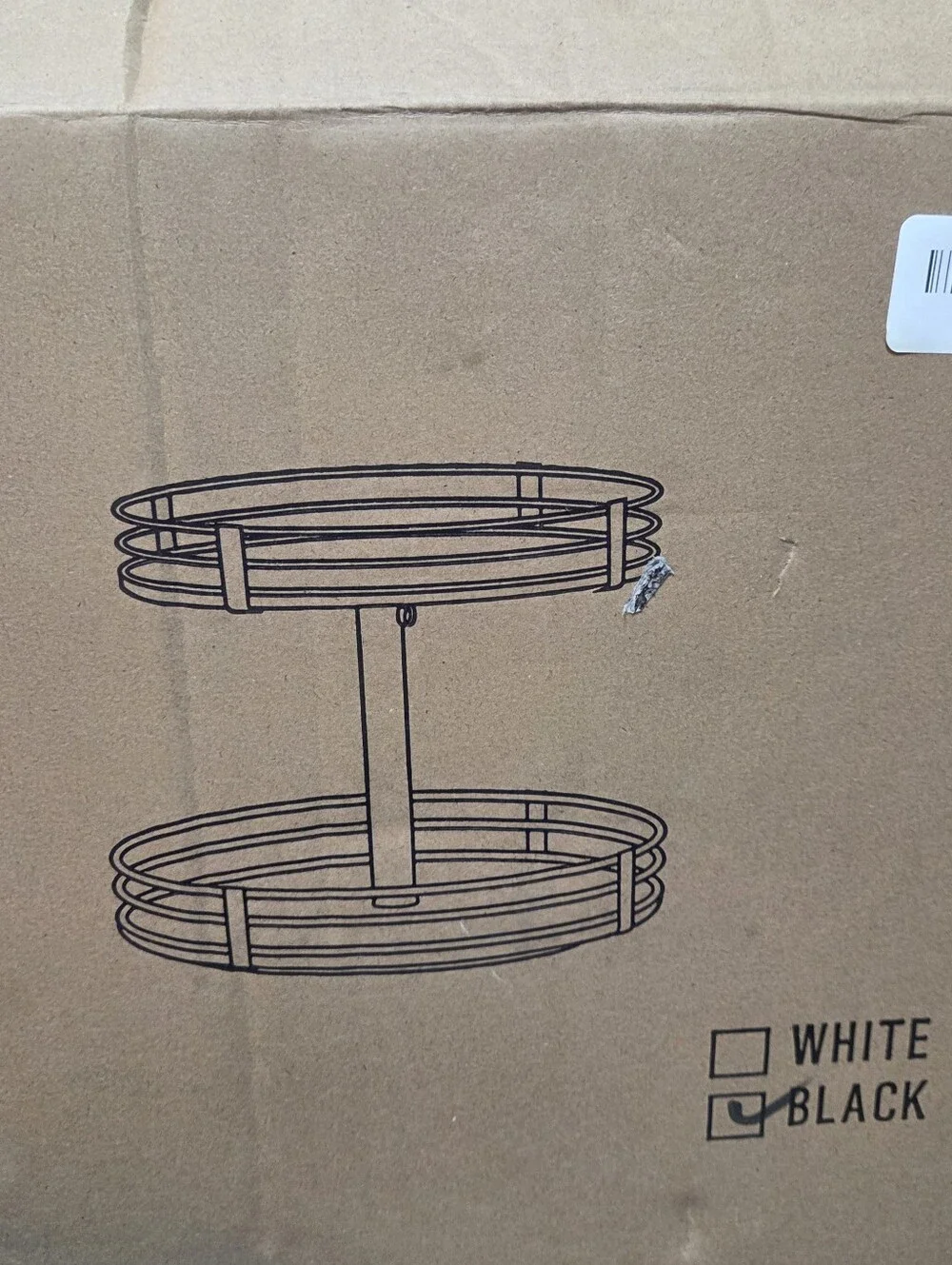 Two-Tier Wood and Black Metal Organizer, Lazy Susan